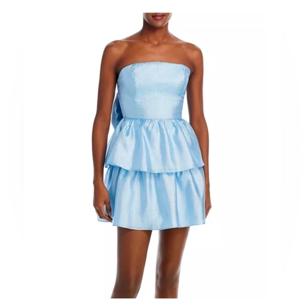 Amanda Uprichard x Bloomingdale's
Clovis Metallic Tiered Bow Back Mini Dress